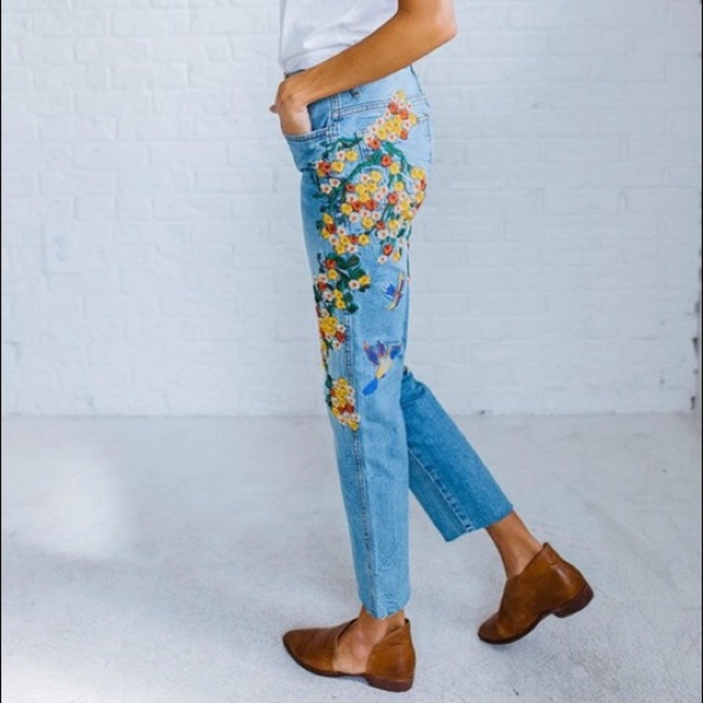 Free People nature embroidered jean - Picture 3 of 8